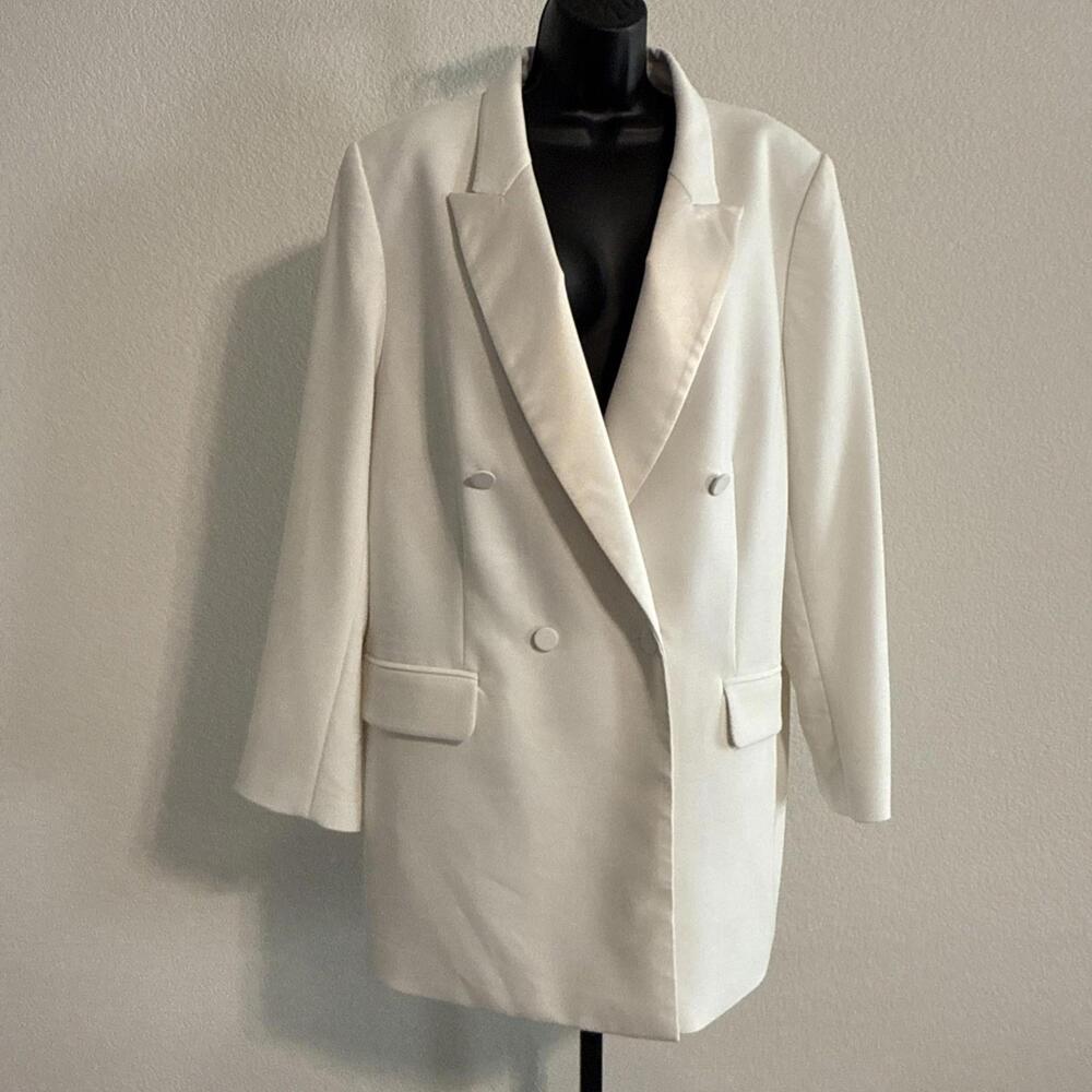 BCBG MAXAZRIA  Cream Tuxedo Blazer Dress White - MED